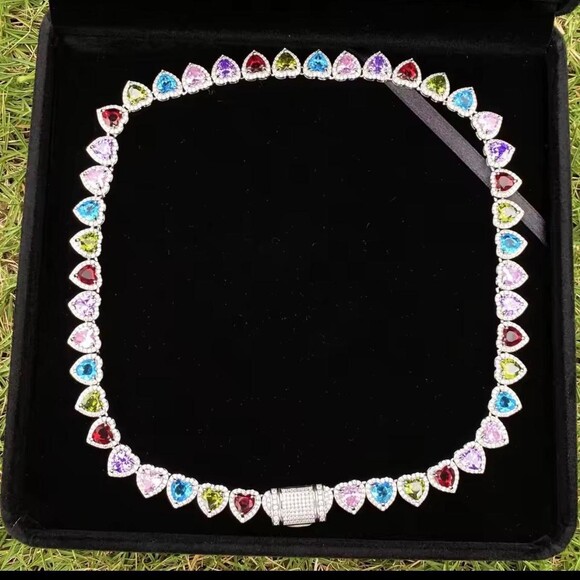 Multi Colored Heart Shaped Necklace 16inch